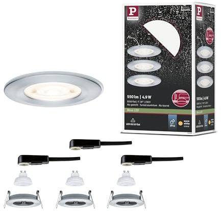 Paulmann LED Einbauleuchte Nova GU10 Flat starr IP44 3x4,9W 3x550lm 230V 2700K Alu gedreht 92309