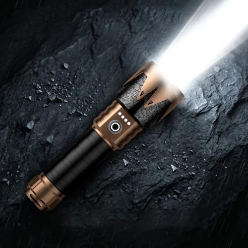 SKYFIRE Profi Taschenlampe LED Aufladbar 8000 Lumen, Taschenlampen extrem hell Zoombar mit Feuerzündungs-Linse, 6 Modi IPX6 Wasserdicht Powerbank für Camping Outdoor Notfälle