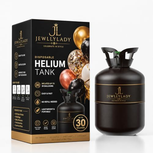 JEWLLYLADY Disposable Helium Tank for Balloons, Portable Gas Cylinder, Inflates up to 30 Balloons, for Birthdays, Weddings, Baby Showers
