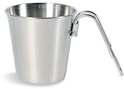 Tatonka Edelstahl-Becher Expedition Mug (350 ml) - Einwandiger Trinkbecher mit 3,5l Volumen, abnehmbarem Griff und Volumenskalierung - Lebensmittelecht, unzerbrechlich, schadstofffrei - Ø 9 x 9 cm