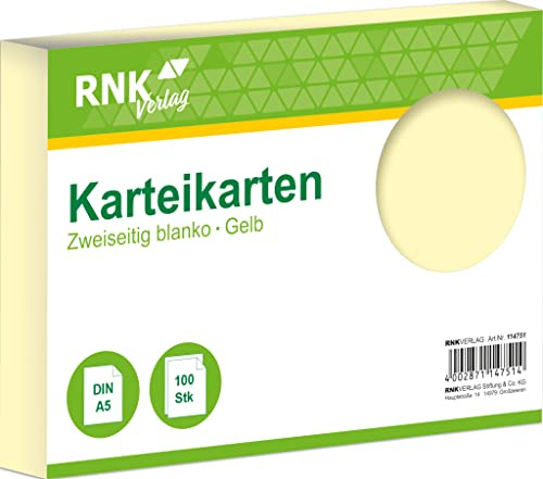 Exacompta Box 100 Karteikarten Blanko Ungelocht Gelb 148x210 mm