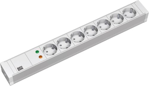 Bachmann 333.604 Steckdosenleiste (48,3 cm (19 Zoll), PVC, 7X Schuko, 1x ÜSS Strom, 2m)