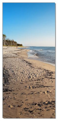 posterdepot Türtapete Türposter Einsamer Strand am Meer - Blauer Himmel - Größe 93 x 205 cm, 1 Stück, ktt0464