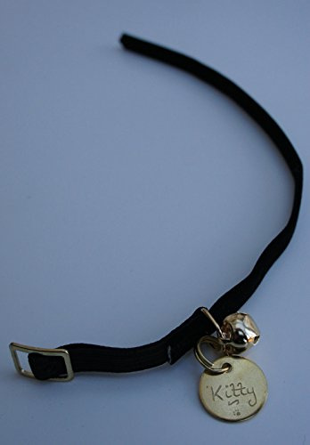 Ancol CAT COLLAR AND HAND ENGRAVED ID TAG BLACK VELVET COLLAR AND BRASS TAG PLEASE TICK GIFT MESSAGE BOX