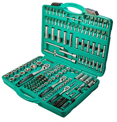 Set cricchetti bussole con bocca esagonale e punte PH e PZ da 171 pezzi | WIESEMANN 80119 | | 1/2″ | 3/8″ | 1/4″ | avvitatore