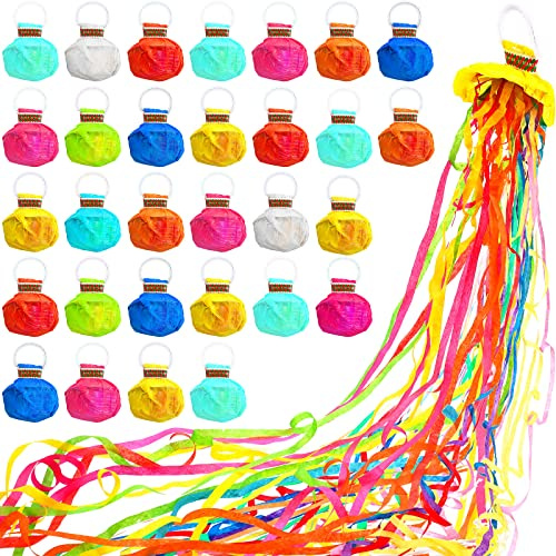 WILLBOND 30 Pieces Colorful No Mess Streamers Poppers Hand Throw Streamers Confetti Poppers No Mess Paper Crackers for Birthday Wedding Toss Celebrations Graduation Party Favors Shows(Colorful)