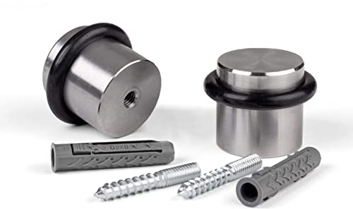 LouMaxx Türstopper Boden zum Schrauben 2er Set – Türstopper Edelstahl für zuverlässigen Türanschlag – verhindert effektiv Beschädigungen an Wand und Tür, inkl. Montagematerial