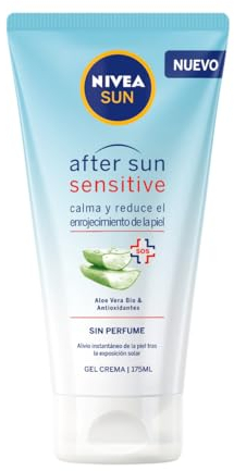 NIVEA SUN After Sun Sensitive Gel-Crema (1 x 175 ml), crema calmante con aloe vera, crema hidratante para piel sensible y con alergia al sol