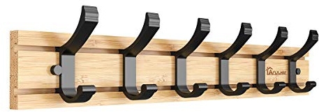 Anjuer Kleiderbügel, 6 aktive Haken, robust, für Kleidung, Huthalter, Bambus