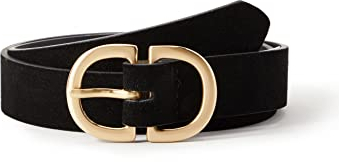 PIECES Damen Pcjuva Suede Jeans Belt Noos G rtel, Black/Detail:w Brushed Gold Buckle, 75 EU