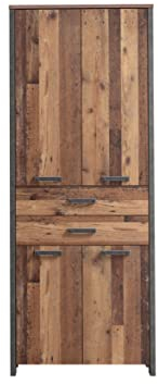 FORTE Clif Büroschrank mit 4 Türen und 2 Schubladen, Holzwerkstoff, Old Wood Vintage / Betonoptik Dunkelgrau, (BxHxT): 86,7 x 220,7 x 41,6 cm