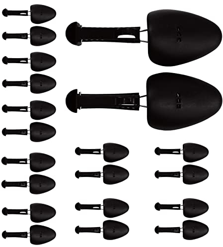 Fosinz 10 Pairs Men's Shoe Trees Shoe Stretcher Holder Plastic Adjustable Shoe Shaper, Pack of 10 Black