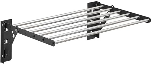 TCXSSL Wäscheständer Ausklappbar Wand Wäschetrockner Aus Robustem Edelstahl Zur Wandmontage Zusammenklappbar Verstellbar Platzsparend Indoor & Outdoor Balkon Terasse(60cm)