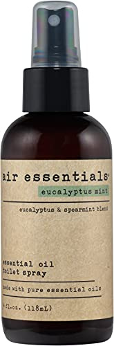 Air Essentials 4 oz Essential Oil Toilet Spray - Eliminate Bathroom & Toilet Odors with Pure Essential Oils - Air Freshener Made with Clean Plant-Derived Ingredients (Eucalyptus Mint)