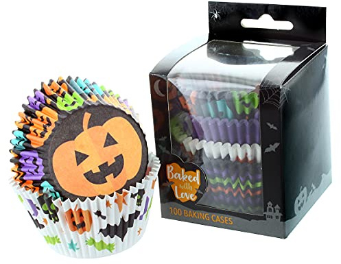 Baked With Love Trick Or Treat Halloween Backförmchen, Backförmchen, gruselige Cupcake-Einlagen, 100 Stück