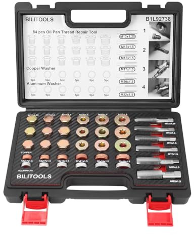 BILITOOLS 84-Piece Oil Pan Drain Plug Thread Repair Kit M13 M15 M17 M20 M22