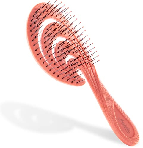 Ninabella Brosse à Cheveux Démêlante pour Femme Homme & Enfant - Ne Tire pas les Cheveux - Brosses a Cheveux Bouclés ou Mouillés Waves - Brosse Wave Demelante - Rouge