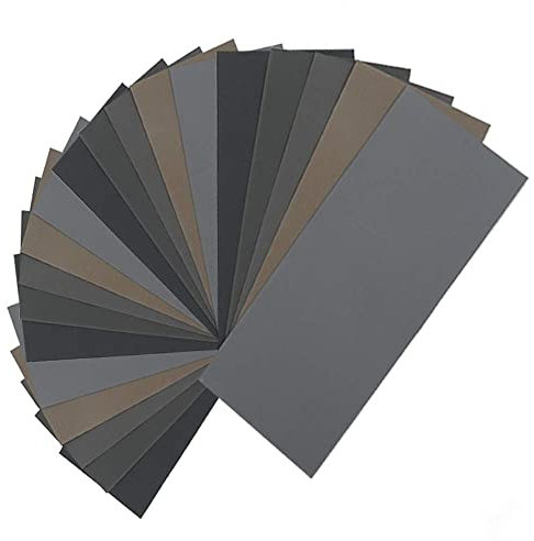 SHENGANG Papel de lija de 20 piezas de 9x3,6 pulgadas, papel de lija de grano 60-7000, papel de lija abrasivo seco al agua para pulido de madera y Metal automotriz, 2000