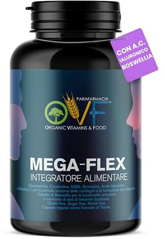 OVF Glucosamina Condroitina ad Alto Dosaggio, Acido Ialuronico, Boswelia e Msm - Integratore Articolazioni e Cartilagine - 180 Cps (3 mesi di fornitura) - Aumento della Mobilità e Supporto Articolare