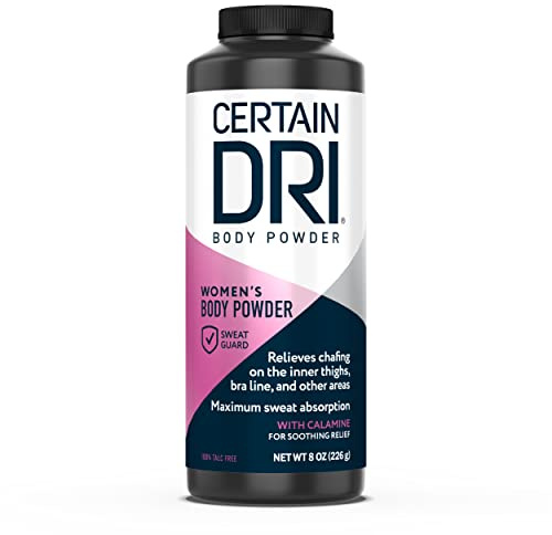 Certain Dri Women’s Body Powder - Talc-Free - Triple-Action Sweat, Odor, & Moisture Control - Anti-Chafing Calamine Formula - Doctor-Recommended for Sensitive Skin - 8 oz