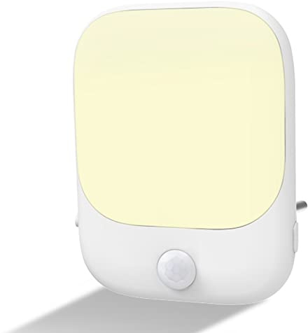 JOKBEN 1 Stück Nachtlicht Steckdose mit Bewegungsmelder, Nachtlicht Kinder 3-stufige Helligkeitseinstellung (EIN/AUTO/AUS), 2700K Warmweiß Nachtlampe für Schlafzimmer,Treppenhaus, Flur