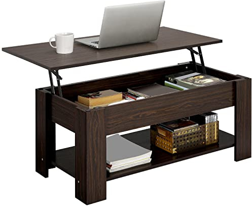 Yaheetech Lift Up Coffee Table 98x50x(42-56) cm, Espresso