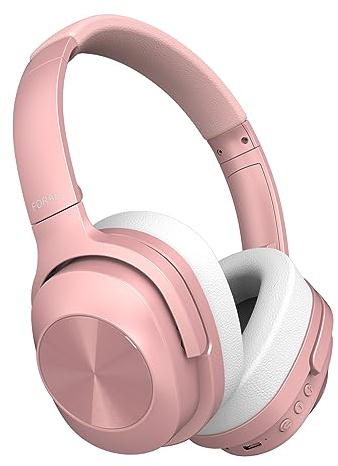 FORALL Auriculares Cancelacion Ruido, Cascos Inalambricos Bluetooth, Audio Hi-Res, Reproducción 40 Horas, ANC Auriculares Inalambricos - Rosa