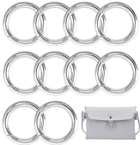 10pcs Runde Karabiner Sehr Robust Zinklegierung Runde Karabinerhaken Rund Groß Karabiner Ring Rund O Ring für Schlüsselanhänger, Tasche, Schmuck, DIY Handwerk