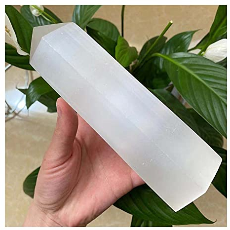 Cristal curativo Varilla de selenita Blanca Natural Cristal de Cuarzo Obelisco Sala de curación Piedra Preciosa Decorativa Obelisco (Size : 300-350g)