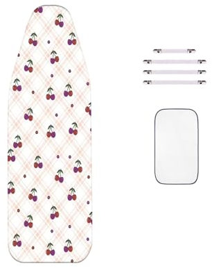 WTAIS Cotone - Addensare Copriasse Stiro, Design a 2 Strati Cherry Print Coperchio di Ricambio per Tavolo da Stiro a Vapore, con Fissaggi, Oversize XXL160x60cm