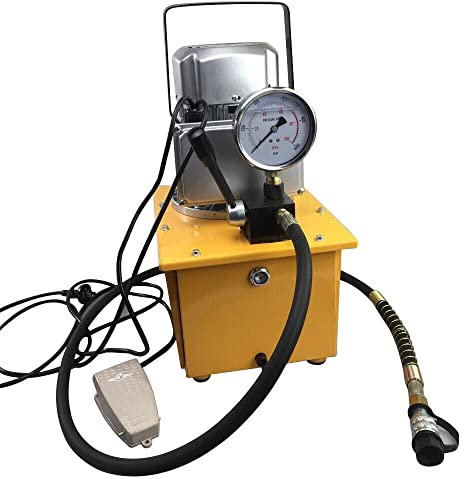 Begoniape Pompe hydraulique électrique jusqu'à 10152 PSI - Groupe hydraulique avec capacité d'huile de 7 l et tuyau d'huile de 1,8 m - Valve manuelle - Pompe hydraulique de qualité supérieure - 220 V