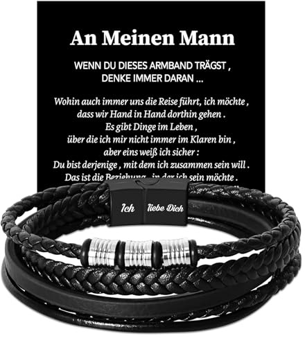 Coldbling Ich Liebe Dich Geschenke für Männer, Armband Papa Mann Sohn Männer Lederarmband Geschenk für Männer Ihn Sohn Vater zum Valentinstag Weihnachten Vatertag Abschluss Abitur