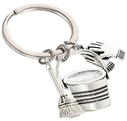 LALADEFIEE Housekeeper Themed Key Ring Decor, Zinc Alloy Keychain for Backpacks and Keys, Lightweight Silver Ornament, Gifts for Cleaners, Bag Decoration