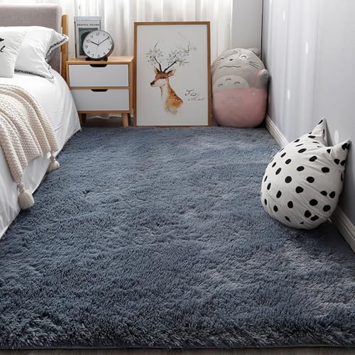 YUANWAN Shaggy Teppich Moderner Teppich 45 x 150 cm Weich, Einfarbig, Pflegeleicht Weicher Und Flauschiger Teppich Teppich Wohnzimmer für Schlafzimmer, Wohnzimmer, Grau