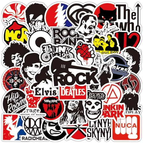 Rock Band Punk Aufkleber Set 100 Stück | Vintage Rock Band Klassische Aufkleber Metal Punk Vinyl Wasserdicht Aufkleber für Laptop Skateboard Gitarre