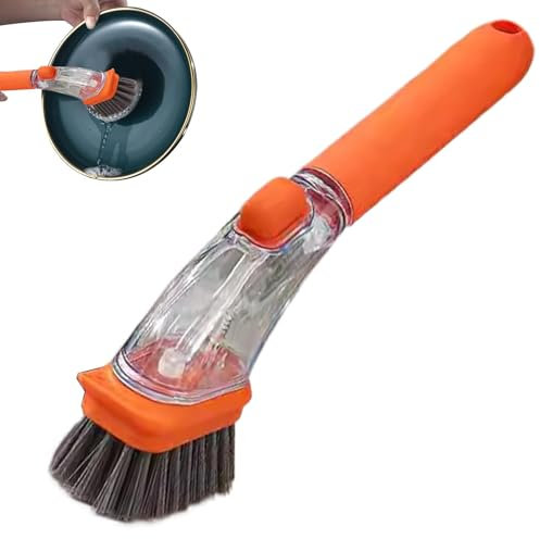Kitchen Brush with Soap Dispenser, Kitchen Brush with Soap Dispenser, Hand Soap Dispenser Brush, Dishwashing Brush, Portable Kitchen Sink Brush, Removable Kitchen Scrubbing Brush for Tableware, Pans