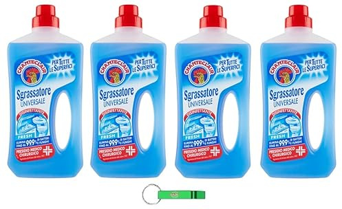 4x Chanteclair Sgrassatore Pavimenti Fresh,Bodenentfetter Frische Hygiene,Bodenreiniger Reinigungsmittel 750ml + Beni Culinari Kostenloser Schlüsselanhänger