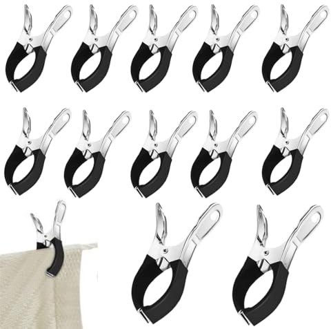 12 stück Klemmzwingen für Poolabdeckung, Federzwinge großer Spannweite Klammern Metall für Oberirdische Pools, Federklemmen mit Starker Spannkraft für Leimen, Pool Abdeckplane, Fotografie (Schwarz)