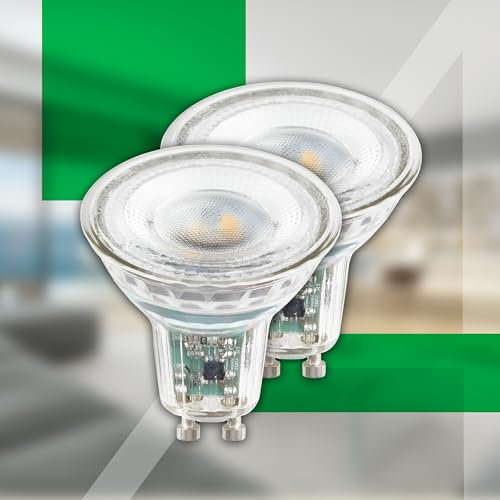 Briloner - EER A, Set of 2 GU10 LED Bulbs, Energy Saving LED Lights, Long Life ~50 000 h, Warm White Light, 2.5W, 450lm, LED Light, Glass, Reflector, Energy Efficient Lamp, 50x56 mm