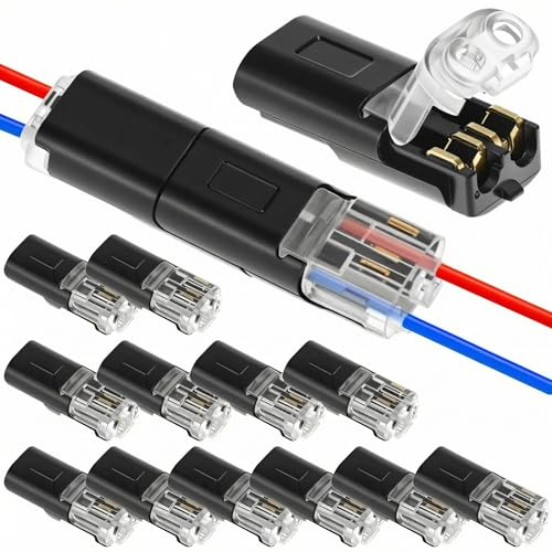 QWORK® 12 Stück 2-Polig Kabel Steckverbinder Stecker - Steckverbindung - Wasserdicht & Hitzebeständig - für 18-24AWG LED-Lichtstreifen-Verlängerungskabel