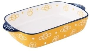 Fuente para hornear Bandeja de cerámica for hornear fideos anchos, sartén de fondo plano con olla de barro, ideal for cocinar, pasteles, cenas, banquetes y uso diario. Bandeja para hornear(Pequeño)