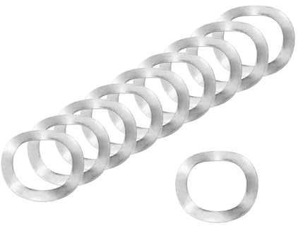 sourcing map Arandela de resorte ondulado, 100 piezas de 0.6 x 0.4 x 0.000 pulgadas (ODxIDxT) – Arandela curvada de acero inoxidable 304 para tornillo y juntas onduladas para maquinaria (plata)