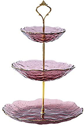 GUTUYEHKEA Tiered Stand Tower 3 Tier Cake Stand, Nut Storage Containers Serving Platter with Non-Slip Bottom, 2 Tiered Glass Round Plates for Banquet Office Jewelry House, Tiered Tray Stand Dess