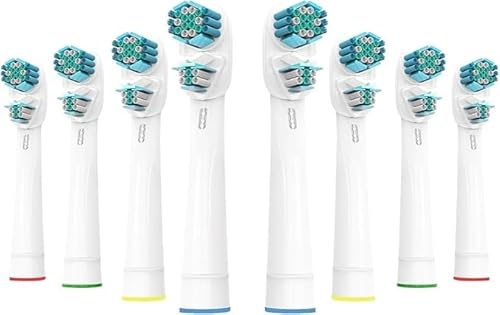 Lot de 8 - Dual Clean brossettes de rechange pour oralb, embout brosse a dent compatible avec oralb, brossettes de rechange compatible, tete de brosse a dent compatible oralb