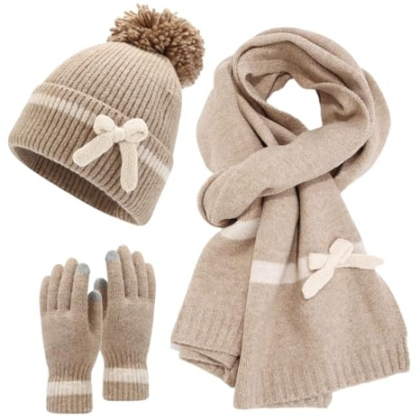 Generico Cappello E Sciarpa Guanti Donna Invernali, Knit Beanie Loop Sciarpa, Cappello Sciarpa Elastica Da Donna, Stile casual Winter Warm Knitted Berretto, Beanie Caldo Fodera In Peluche