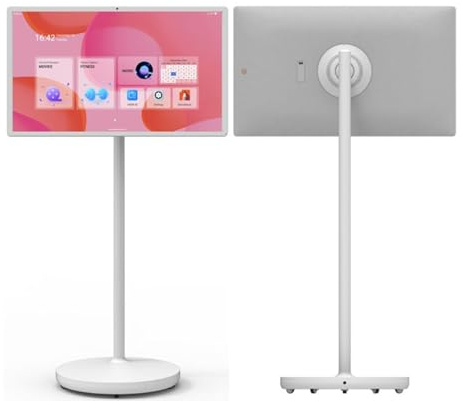 Televisor Inteligente portátil de 32 Pulgadas con Ruedas Pantalla táctil inalámbrica Android 15 Giro Completo Tablet de TV móvil(32in,8+128G(4k))