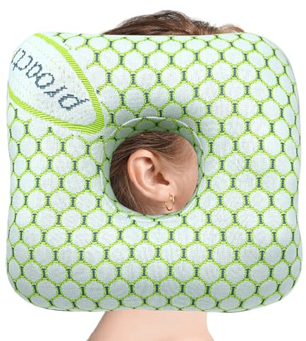 DRADERCH Piercing Cojín con Agujero, Cojín para Oreja Ajustable para Dormir de Lado, Almohada con Agujero para Aliviar la Presión, Almohada Donut para Tapones de Oídos y Dolor de Oreja
