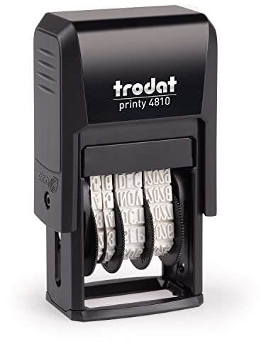 Trodat Printy 4810 Datumstempel für den täglichen Bürobedarf – integriertes trodatkissen, 4 Bänder (TT.MMM.JJJJ), Deutsch, Bänderlaufzeit 12 Jahre, Schrifthöhe 3,8 mm, Abdruck schwarz, CO2 kompensiert