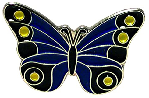 Metall-Emaille-Brosche Schmetterling, blau & gelb
