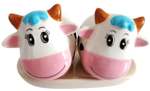 SEL et poivre Pots – Vache Cartoonstyle – incl Blanc Plat
